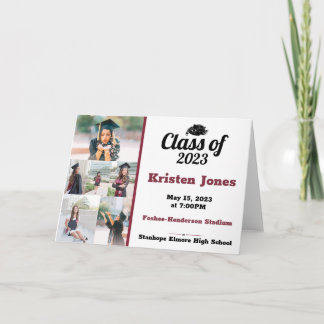 Maroon and Black Multi-photo Graduation  Invitation