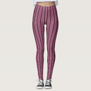 Maroon and Black Stripes Leggings