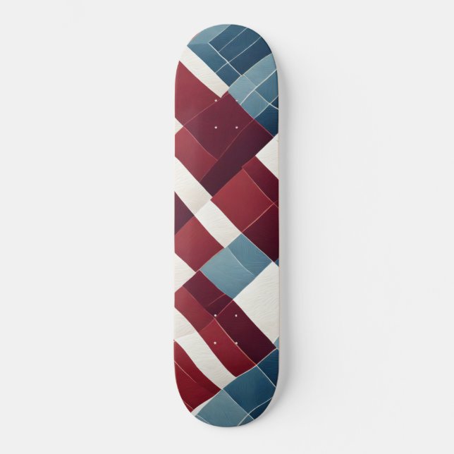 Maroon and blue background with textures skateboard (Front)