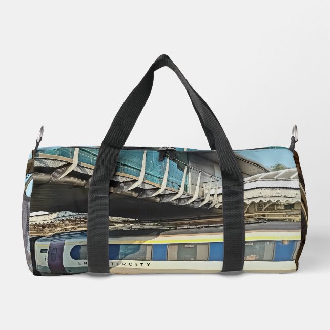 Maroon and cream train duffle bag (Back)