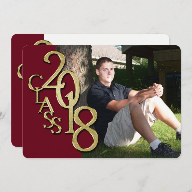 Maroon and Gold 2018 Graduation Invitation (Front/Back)