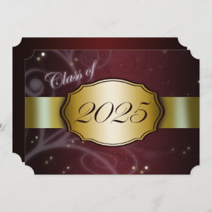 Maroon and Gold 2025 Graduation Party Invitation