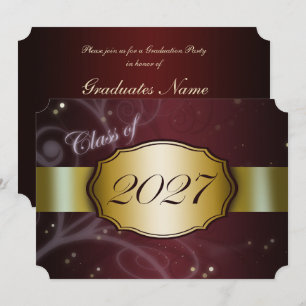 Maroon and Gold 2027 Graduation Party Invitation