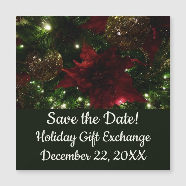 Maroon and Gold Christmas Tree I Holiday Photo (Front)