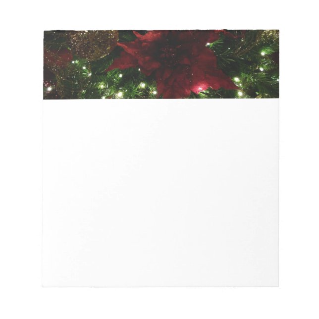 Maroon and Gold Christmas Tree I Holiday Photo Notepad (Front)