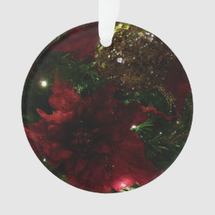 Maroon and Gold Christmas Tree I Holiday Photo Ornament