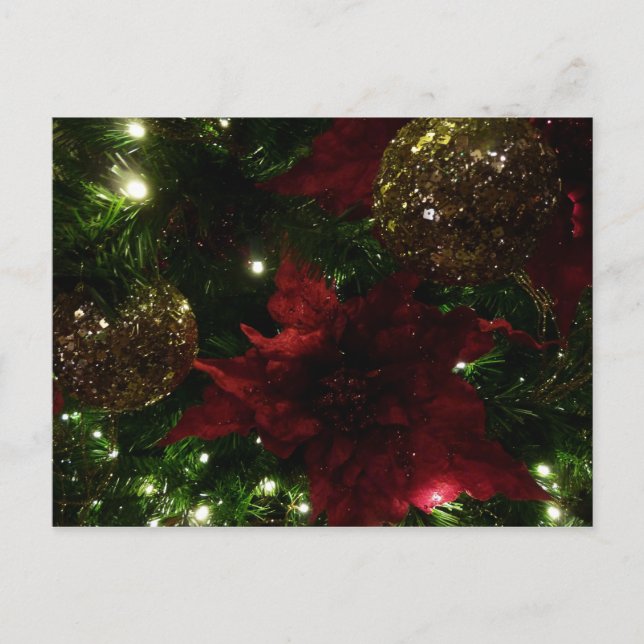 Maroon and Gold Christmas Tree I Holiday Photo Postcard (Front)