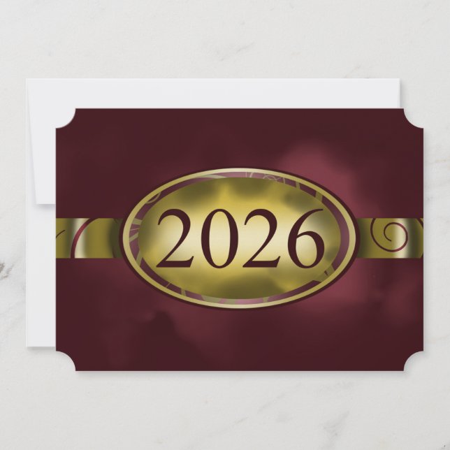 Maroon and Gold Floral Button 2026 Card (Front)