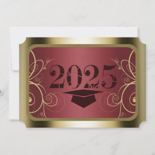Maroon and Gold Frame Graduation Invitation
