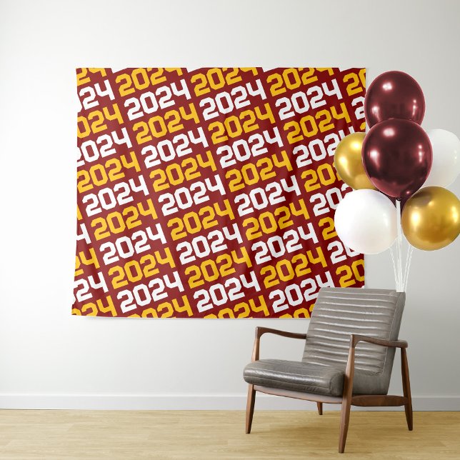 Maroon and Gold Graduation Backdrop Tapestry (Creator Uploaded)