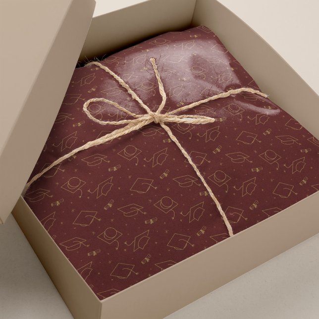 Maroon and Gold Graduation Cap Toss Tissue Paper (Creator Uploaded)