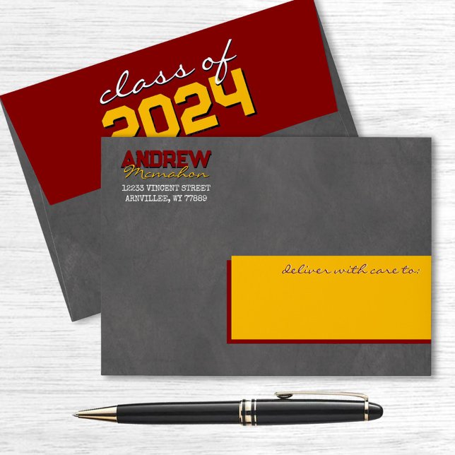 Maroon and Gold Graduation Chalkboard Envelopes (Creator Uploaded)