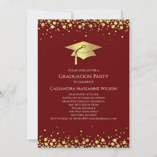 Maroon and Gold Graduation Invitation