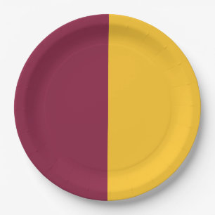 Maroon and Gold Graduation Paper Plate