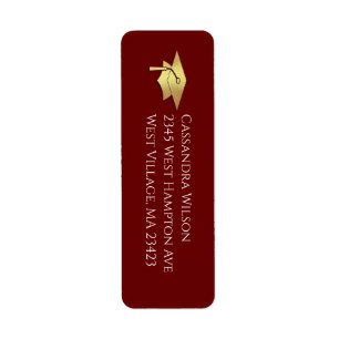 Maroon and Gold Graduation Return Address Label
