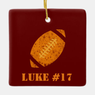 Maroon and Gold Personalised Football  Ceramic Orn Ornament