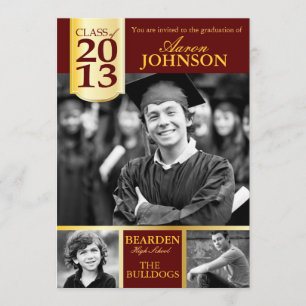 Maroon and Gold Photo Invitation F