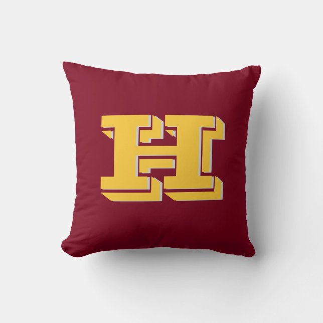 Maroon and Gold School Pride Color Style Monogram Cushion (Front)
