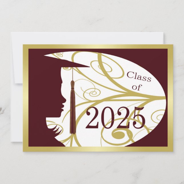 Maroon and Gold Silhouette 2025 Card (Front)