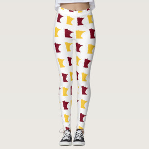 Maroon and Gold State of Minnesota Pattern Leggings