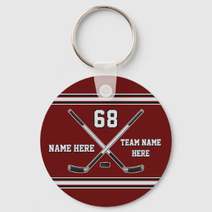 Maroon and Gray Cheap Hockey Team Gifts, Any Color Key Ring