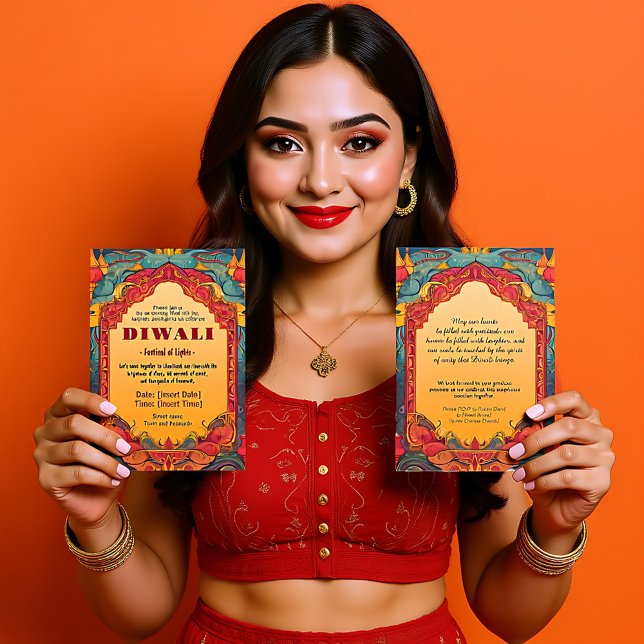 Maroon and green Diwali Radiance Invitation (Maroon and green Diwali Radiance Invitation)