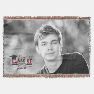 Maroon and Grey Graduation Photo Blanket
