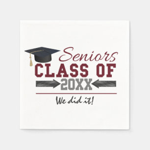 Maroon and Grey Typography Graduation napkins