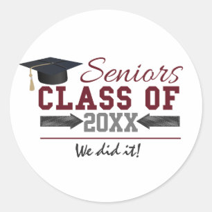 Maroon and Grey Typography Graduation  Stickers
