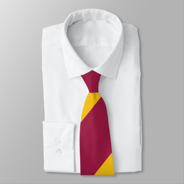 Maroon and Nu Gold Broad Regimental Stripe Tie (Tied)