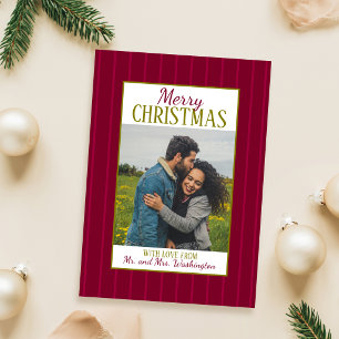 Maroon and Olive Striped Christmas Card
