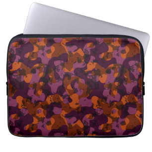 maroon and orange camo abstract laptop sleeve