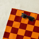 Maroon and Orange Chequered Vintage Beach Towel<br><div class="desc">Maroon and Orange Chequered Vintage</div>
