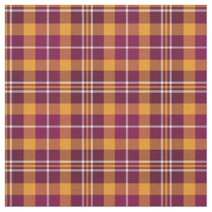Maroon and Orange Sporty Plaid Fabric