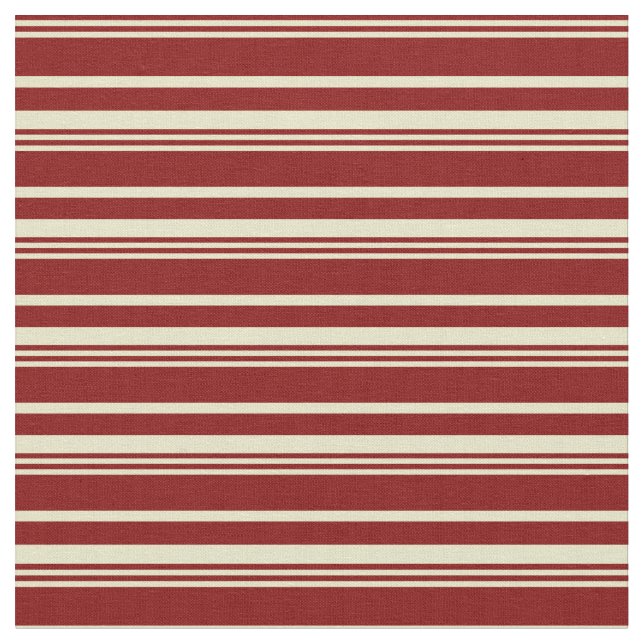 Maroon and Pale Goldenrod Pattern of Stripes Fabric (Close Up)