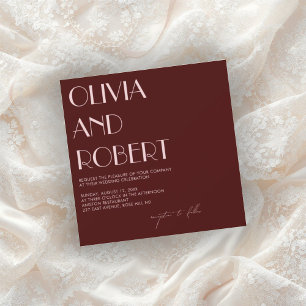 Maroon and pale pink aesthetic wedding invitation 