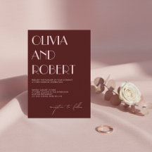 Maroon and pale pink aesthetic wedding invitation