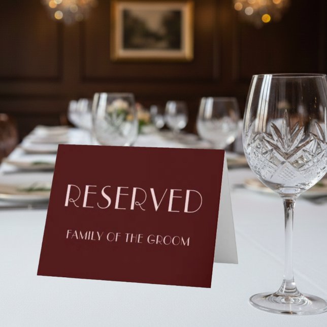 Maroon and pale pink wedding reserved place card  (Creator Uploaded)