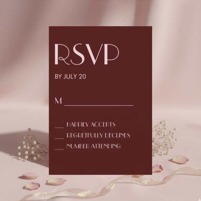 Maroon and pale pink wedding rsvp card  (Creator Uploaded)