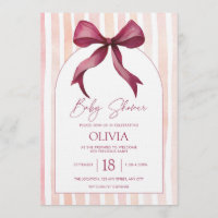Maroon and Pink Bow Watercolor Baby Shower