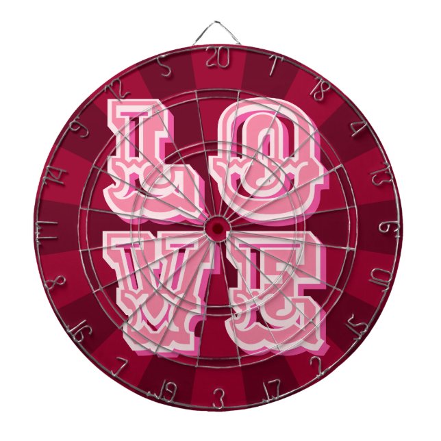 Maroon and Pink Vintage LOVE Romantic Design Dartboard (Front)