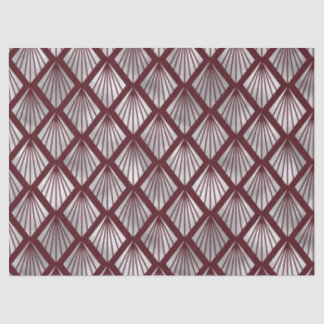 Maroon and Silver Art Deco Diamond Pattern Tissue Paper