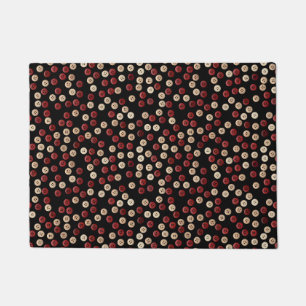 Maroon and Tan Coloured Button Pattern Doormat