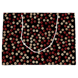 Maroon and Tan Coloured Button Pattern Large Gift Bag