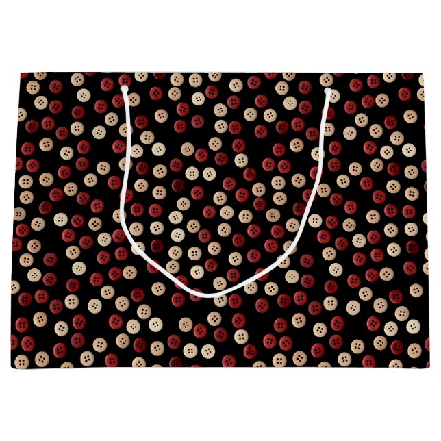 Maroon and Tan Coloured Button Pattern Large Gift Bag (Front)