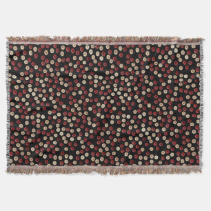 Maroon and Tan Coloured Button Pattern Throw Blanket