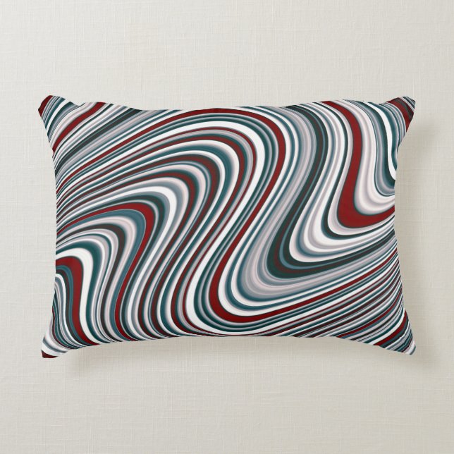 Maroon and Teal Blue Abstract Curvy Shapes Decorative Cushion (Front)