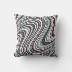 Maroon and Teal Blue Abstract Curvy Shapes Outdoor Cushion