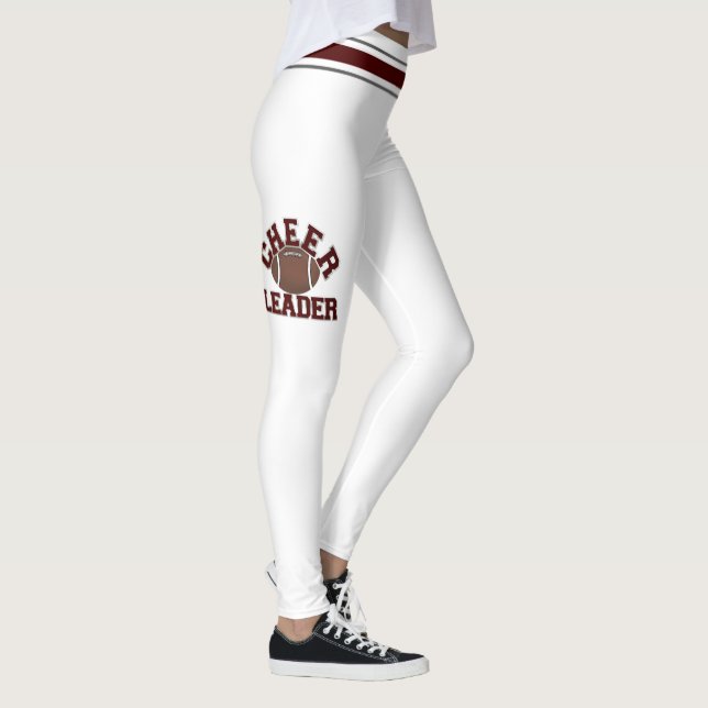 Maroon and White Cheerleaders Personalise Leggings (Right)