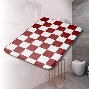 Maroon and White Chequered Vintage Bath Mat